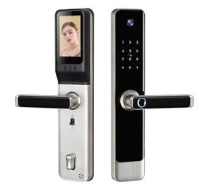 Fireproof Silver Camera Display Entrance <strong>Door</strong> Smart Lock Video Remote Unlock Tuya WiFi 6085 Card Code Fingerprint Digital Lock - Product Image 1