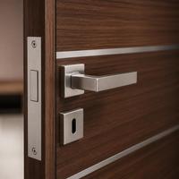 Wholesale Custom Black Walnut Finished Wooden Door with Brushed Metal Strips Soundproof Apartment Bedroom Door