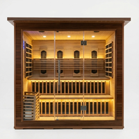 Sauna hybride moderne pour extérieur, designs dorés, sauna sec en cèdre rouge pour jardin, villa, cour, avec contrôle Wi-Fi