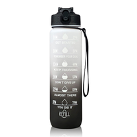 Logo Multicolore 1000ML Capacité Matière Plastique Sports Time Marker Gym Sports Bouteilles D'eau Avec Pailles
