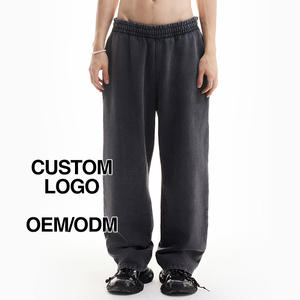 <span class=keywords><strong>Pantaloni</strong></span> in Felpa di Cotone French Terry 400 Gsm, Lavaggio Acido, Stile Streetwear, <span class=keywords><strong>Pantaloni</strong></span> Larghi a Zampa, <span class=keywords><strong>Tuta</strong></span> Sportiva Effetto <span class=keywords><strong>Stone</strong></span> Wash, Casual - Product Image 1