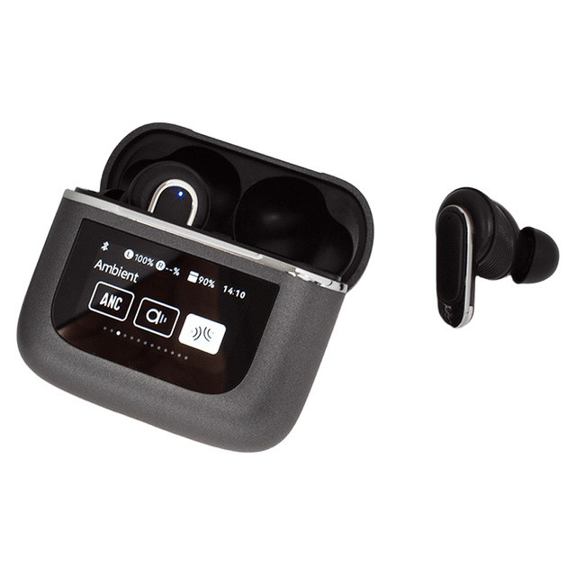 NEW Wholesale V8 TWS Smart LCD Touch Screen Wireless Earbuds Stereo ANC ENC Noise Cancelling Custom Logo