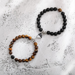 2 pz/set di perle di pietra naturale braccialetto di Yoga per gli amanti a distanza magnete del cuore coppia bracciali amicizia gioielli fatti a mano - Product Image 6