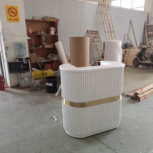 Bàn quầy lễ tân salon cao cấp mạ vàng trắng, chất lượng cao, bán chạy nhất, phong cách sang trọng nhẹ nhàng, dành cho tiệm nail và salon - Product Image 2