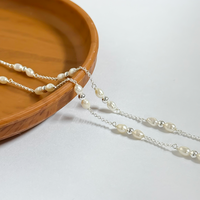 Nouvel Arrivage Perle d'Eau Douce Naturelle de Haute Qualité avec Chaîne à Billes Fine Chaîne Rolo en Or Rempli 14K en Vrac pour Fabrication de Bijoux Permanents