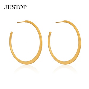 Trending <b>Hook</b> Hoop <b>Earrings</b> 18K Gold Plated Stainless Steel Waterproof Hypoallergenic Women's Fashion Jewelry Supplier JUSTOP - Product Image 4