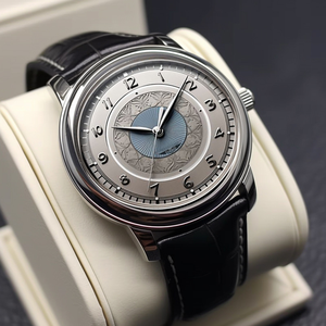 Elegant Men's Stainless Steel Quartz <b>Watch</b> 4omm Round Analog Dial Leather Strap <b>Arabic</b> Numerals Mineral Glass Buckle Clasp - Product Image 6