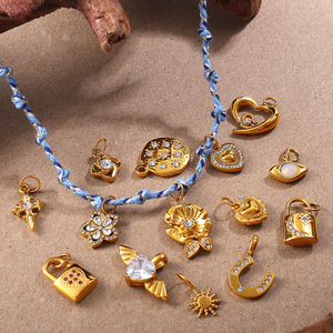 เครื่องประดับสไตล์ยุโรปอเมริกันย้อนยุคโบฮีเมียน DIY รูปหัวใจดอกไม้ประดับเพชร ชุบทอง 18K ผลิตจากโลหะผสมสังกะสี เหมาะสำหรับทั้งชายและหญิง - Product Image 2