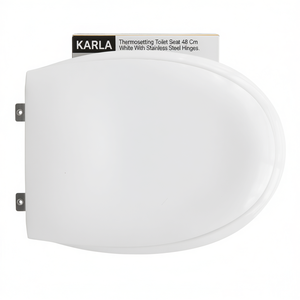 Asiento de Inodoro Termoestable KARLA de 48 cm, Blanco, con Bisagras de Acero Inoxidable - Product Image 3