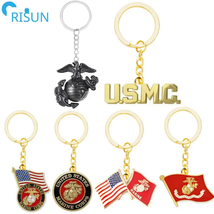 Özelleştirilmiş yumuşak sert emaye abd USMC amerika birleşik devletleri deniz piyadeleri emekli anahtarlıklar anahtarlıklar kolye özel deniz kolordu anahtarlık