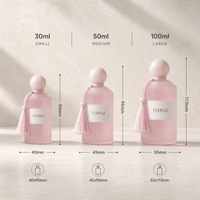 Bouteilles en verre dépoli rose de 100 ml à rayures vintage, avec pulvérisateur à pompe gravé, pour parfum et diffuseur à bâtonnets, avec boîte personnalisée et couvercle – Vente en gros