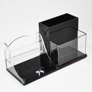 Custom acrylic desk business card holder pen holder