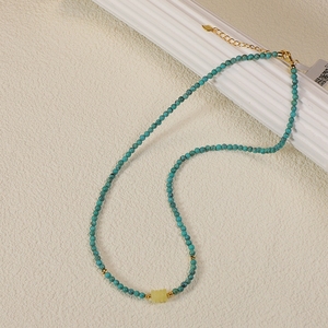 สร้อยคอจี้เงินแท้ชุบทอง 18K คุณภาพดี ราคาสุดคุ้ม ประดับด้วยลูกปัดเทอร์ควอยซ์และอำพัน ดีไซน์เรขาคณิต โซ่แบบคลาสสิก เหมาะสำหรับงานปาร์ตี้ - Product Image 2