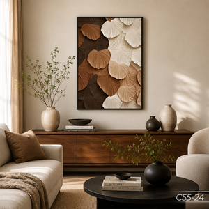 HALO Luxury Abstract <b>Mirror</b> Painting Wall Art 3D Ginkgo Leaf Textured Decor Vietnam Manufacturer OEM ODM - Product Image 2