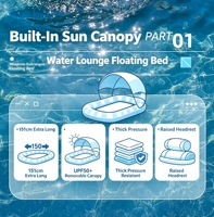 Lit flottant gonflable portable et pliable avec auvent, grand hamac de piscine, matelas pneumatique pour piscine, lac, rivière, vacances