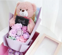 Roses artificielles en gros, ours en peluche, bouquet de fleurs de savon en forme de rose pour la Saint-Valentin, Noël, à offrir à votre petite amie, à votre amant