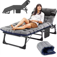 Lit de camping portable d'extérieur en métal avec tissu Oxford et maille respirante, inclinable, pliable, léger, mobile, moderne, pour chambre à coucher ou au sol