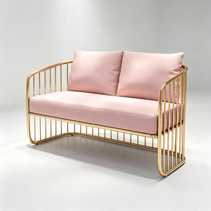 Sofá de espera de terciopelo rosa, silla de recepción, muebles para salón de belleza, conjunto de sofá de espera para salón de uñas en venta - Product Image 1