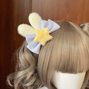 Pinza para el pelo con orejas de conejo de peluche con diseño de estrellas, dulce y adorable, pinza lateral para flequillo, accesorio para el pelo estilo Lolita - Product Image 1