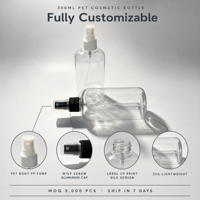 Flacon cosmétique PET 300 ml, conteneur en plastique rond vide de 35 g avec bouchon à vis ou en aluminium, logo personnalisé pour toner, sérum, lotion