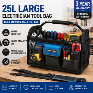 Bolsa de Herramientas para Electricista OEM ODM de 25L, Bolsa de Herramientas Resistente al Agua con Correa de Hombro Ajustable, Organizador de Herramientas con Múltiples Bolsillos - Product Image 1