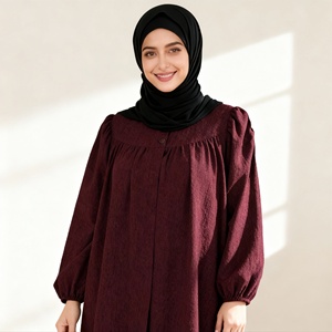 ชุดอาบายะห์ผ้าคุณภาพสูง สีพื้นเรียบง่าย สไตล์ลำลอง สำหรับสตรีชาวมุสลิม สวมใส่ได้ทุกวัน ผู้ผลิตจากประเทศจีน - Product Image 1
