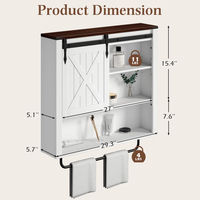 Armoire murale de salle de bain de ferme, armoire de salle de bain flottante avec porte de grange coulissante