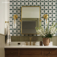 Carrelage mural en mosaïque de marbre Lander de style moderne, parquet en pierre de 10mm d'épaisseur pour salon, décor d'hôtel, technique jet d'eau