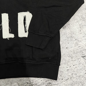 Fabricant 420 Gsm Sun Faded Acid Washed Logo personnalisé Broderie en détresse Patchwork Sweat à capuche avec fermeture éclair et strass - Product Image 4