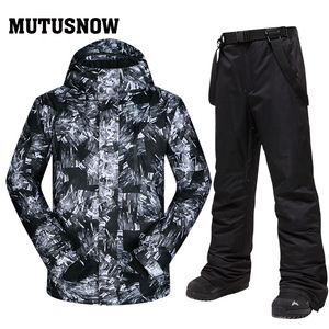 Veste de <span class=keywords><strong>ski</strong></span> imperméable pour homme et unisexe avec <span class=keywords><strong>pantalon</strong></span> à bretelles, tenue de sport d'hiver coupe-vent pour la neige - Product Image 5