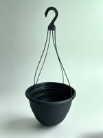 Pot Bunga Gantung Besar Semen Hitam dengan Pengait yang Diperkuat 3 Gantungan Kawat Gaya Amerika Keranjang Tanaman Gantung untuk Teras, Beranda, dan Taman