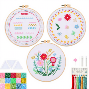 Kit de broderie de perles DIY pour débutants, ensemble de broderie de fleurs en perles avec cerceau, aiguille et tutoriel vidéo - Product Image 5