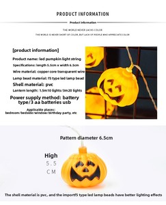 Nouvelles décorations d'Halloween en gros transfrontalières : guirlandes lumineuses LED, lumières colorées pour la Fête des Morts, lanternes citrouilles, lumières de fêtes - Product Image 6