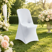 Housse de chaise pliante universelle prête à l'emploi en Spandex extensible et soie de lait, protège-siège pour mariage, fête, événement, location, vente en gros