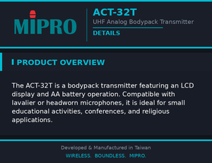 MIPRO Lightweight Clip on Wireless Mic System Featuring LCD Display Bodypack Transmitter And Simple Operation Design - Product Image 4