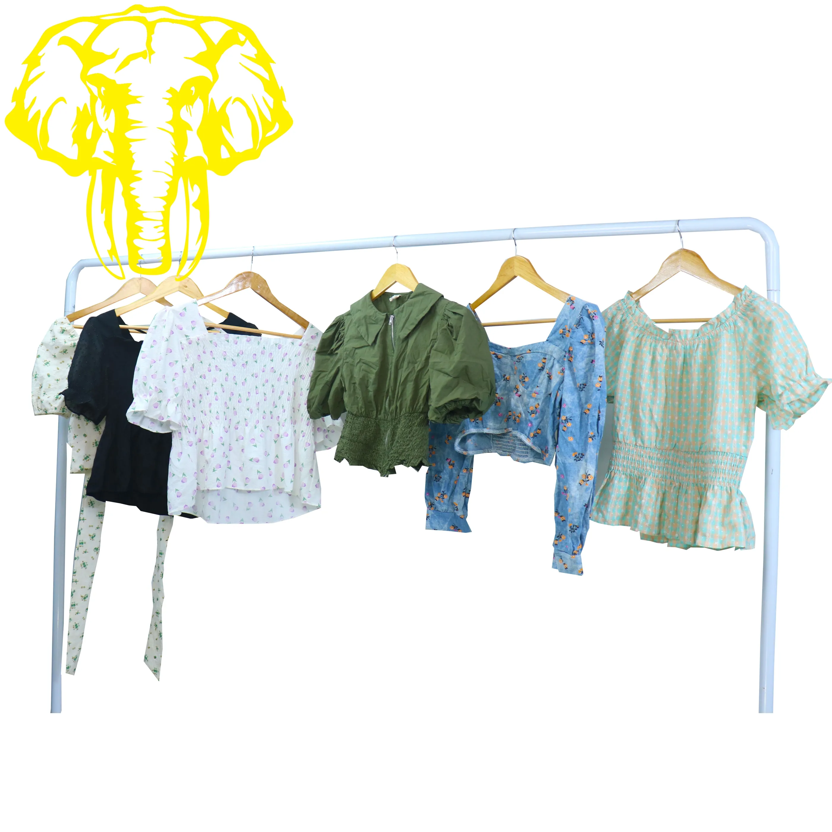 Camiseta de mujer, con hombros descubiertos Top corto, ropa de segunda mano, ropa usada de marca a granel