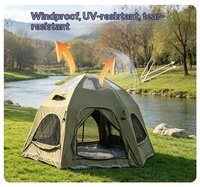 Tente de camping gonflable 6.3 Oxford double couche pour 3-4 personnes, une chambre, légère, quatre saisons, grande porte, grand hublot en TPU, montage rapide