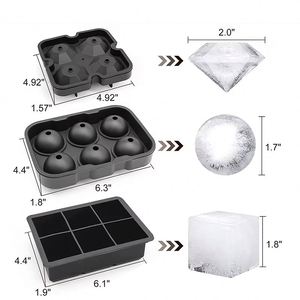 Xdh762 Moule à glaçons en silicone fait main pour whisky et bière, 4/6/8 cavités carrées, rondes ou sphériques - Product Image 2