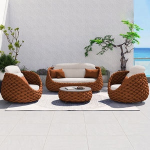 屋外籐椅子ソファガーデン屋外中庭レジャーバルコニーリビングルームヴィラ籐ソファコンビネーション家具 - Product Image 2