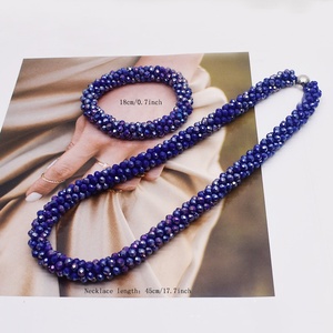 סט שרשרת וצמיד מחרוזי קריסטל צבעוניים, תכשיטי אופנה, שרשרת וצמיד חרוזים לנשים - Product Image 6