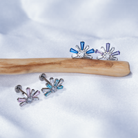 Bijou de piercing en titane ASTM F136 16G avec zircone cubique à dos plat pour hélix, tragus, conque, lobe d'oreille, cartilage, nez, labret pour femme