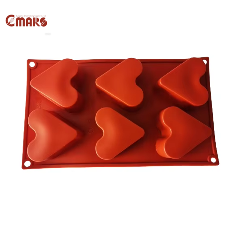 B-001-25/ Moule à pâtisserie en silicone - Cœur 6 cavités / FDA