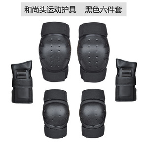 Ensemble de protection pour le patinage à roulettes pour enfants, coudières et genouillères, absorption des chocs, bleu noir, protection sportive unisexe - Product Image 2