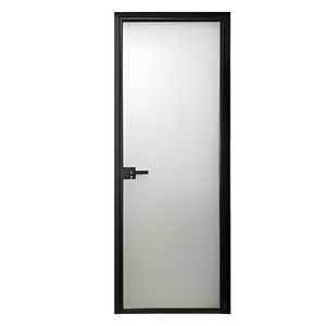 Новый дизайн, узкая рама для ванной комнаты, алюминиевая внутренняя стеклянная дверь, алюминиевая входная дверь для туалета, металлическая входная дверь - Product Image 1