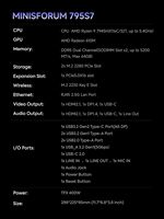 Mini PC de jeu Minisforum 795s7 Mini Tower, processeur AMD pour ordinateur portable, AMD 9 7945hx 16 cœurs basés sur l'architecture Zen 4