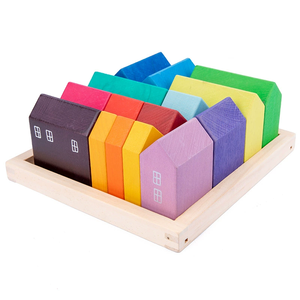 Jouets de construction éducatifs modernes <span class=keywords><strong>en</strong></span> <span class=keywords><strong>bois</strong></span> <span class=keywords><strong>Grimms</strong></span> Little House Rainbow Village pour enfants de 2 à 4 ans - Product Image 2