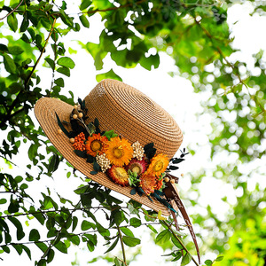 Kit de Matériaux DIY Écologiques Faits Main – Cadeau Créatif pour Adulte et Enfant – Chapeau de Paille en Fleurs Séchées Naturelles pour Fille – Idéal pour Voyages en Plein Air et Photos - Product Image 2