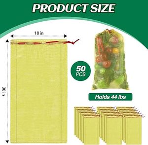 Reusable Mesh Bags 18 x 30'' Onion Bags Fruit <b>Vegetable</b> Seafood <b>Storage</b> Bags for Grocery Packaging Supply Net(Yellow) - Product Image 2
