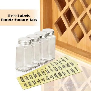 Caja de especias de madera, estante de almacenamiento de bambú, organizador de múltiples compartimentos, estante vertical para encimera de cocina, tapa metálica hermética - Product Image 2