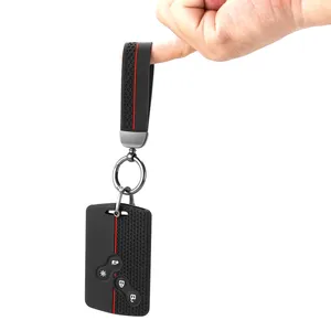 Étui de protection en silicone pour clé de voiture et porte-clés, compatible <span class=keywords><strong>Renault</strong></span> Kadjar <span class=keywords><strong>Captur</strong></span> Clio Megane 2 3 4 RS Koleos Logan Scenic Duster, avec compartiment pour <span class=keywords><strong>carte</strong></span> - Product Image 5